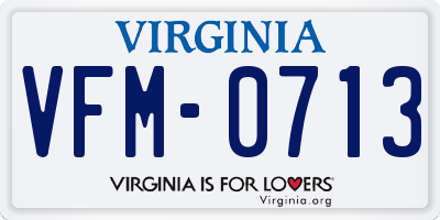 VA license plate VFM0713