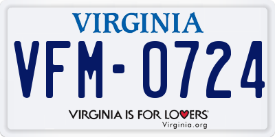 VA license plate VFM0724