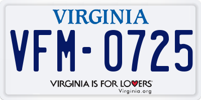 VA license plate VFM0725