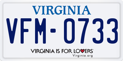 VA license plate VFM0733