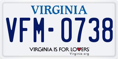 VA license plate VFM0738
