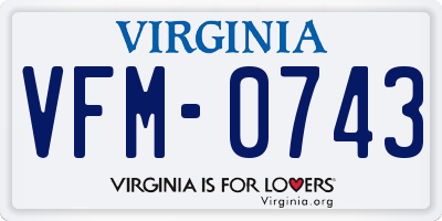 VA license plate VFM0743