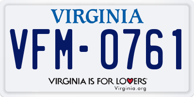 VA license plate VFM0761