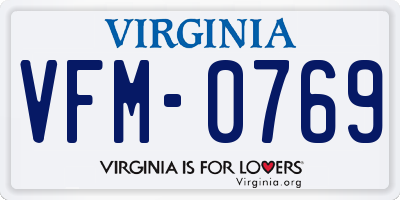 VA license plate VFM0769