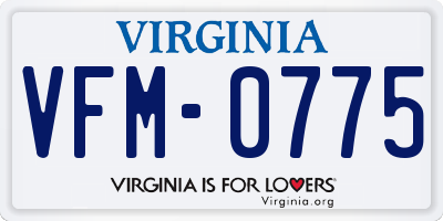 VA license plate VFM0775