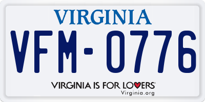 VA license plate VFM0776