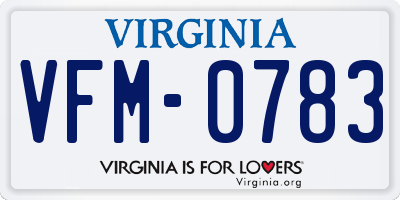 VA license plate VFM0783