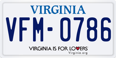 VA license plate VFM0786