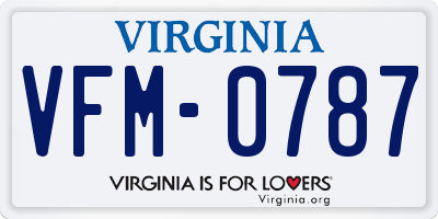 VA license plate VFM0787