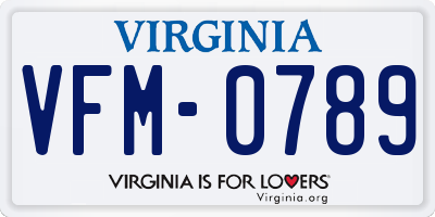 VA license plate VFM0789