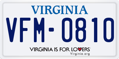 VA license plate VFM0810