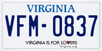 VA license plate VFM0837