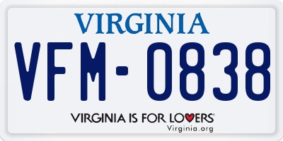 VA license plate VFM0838