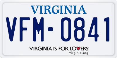 VA license plate VFM0841