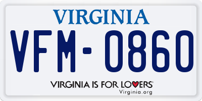 VA license plate VFM0860