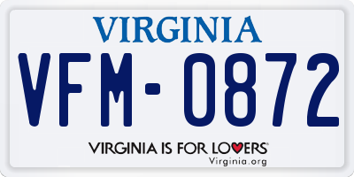 VA license plate VFM0872
