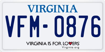 VA license plate VFM0876