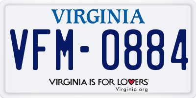 VA license plate VFM0884