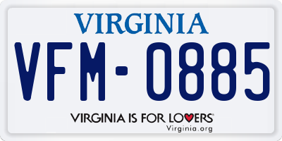 VA license plate VFM0885