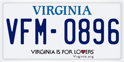 VA license plate VFM0896