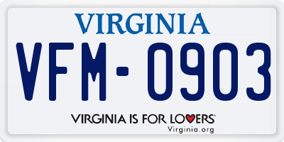 VA license plate VFM0903