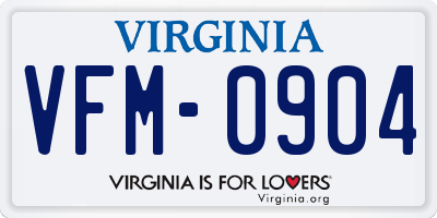 VA license plate VFM0904