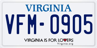 VA license plate VFM0905