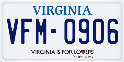 VA license plate VFM0906