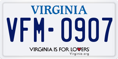 VA license plate VFM0907