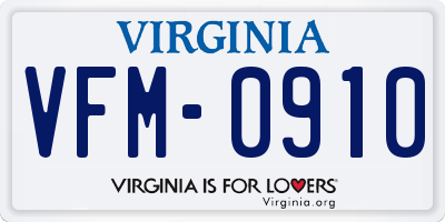 VA license plate VFM0910