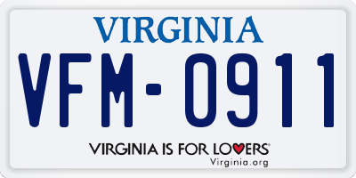VA license plate VFM0911