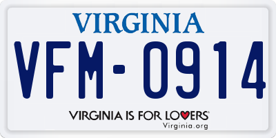 VA license plate VFM0914