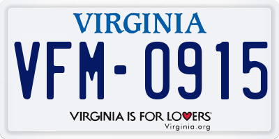 VA license plate VFM0915