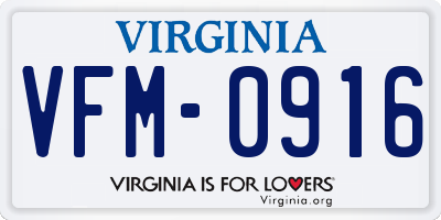 VA license plate VFM0916