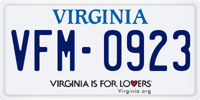 VA license plate VFM0923