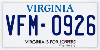 VA license plate VFM0926