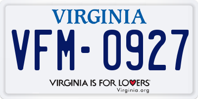 VA license plate VFM0927