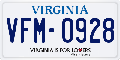 VA license plate VFM0928