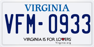 VA license plate VFM0933