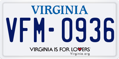VA license plate VFM0936