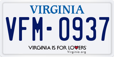 VA license plate VFM0937