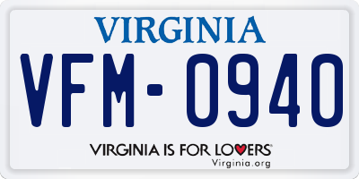 VA license plate VFM0940