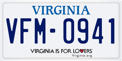 VA license plate VFM0941