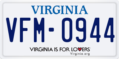 VA license plate VFM0944