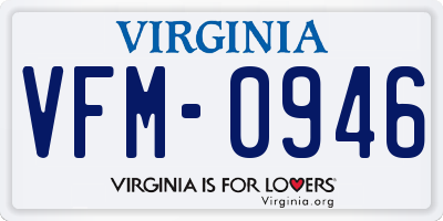 VA license plate VFM0946