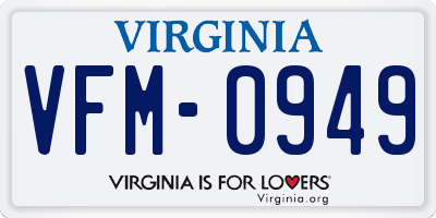 VA license plate VFM0949