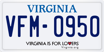 VA license plate VFM0950