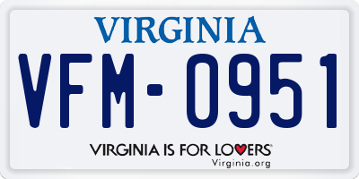 VA license plate VFM0951