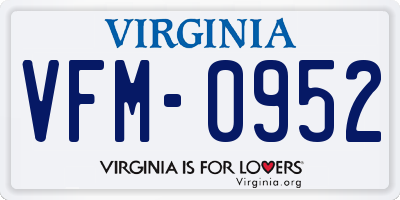 VA license plate VFM0952