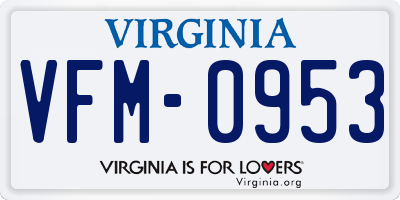 VA license plate VFM0953